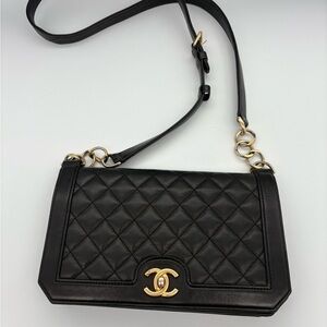 CHANEL Quilted Diamond Flap Calfskin 3 Ring Crossbody 2017 Collection Act 1